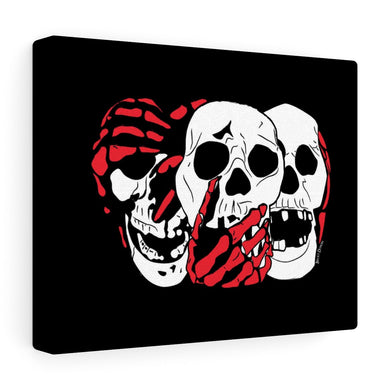 3 Skulls (With Red) Canvas Print (Various Sizes)