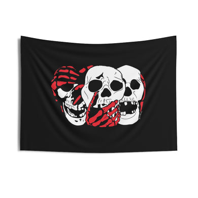 3 Skulls (With Red) Wall Tapestry (Various Sizes)