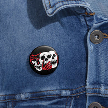 Load image into Gallery viewer, 3 Skulls (With Red) Pin (Various Sizes)