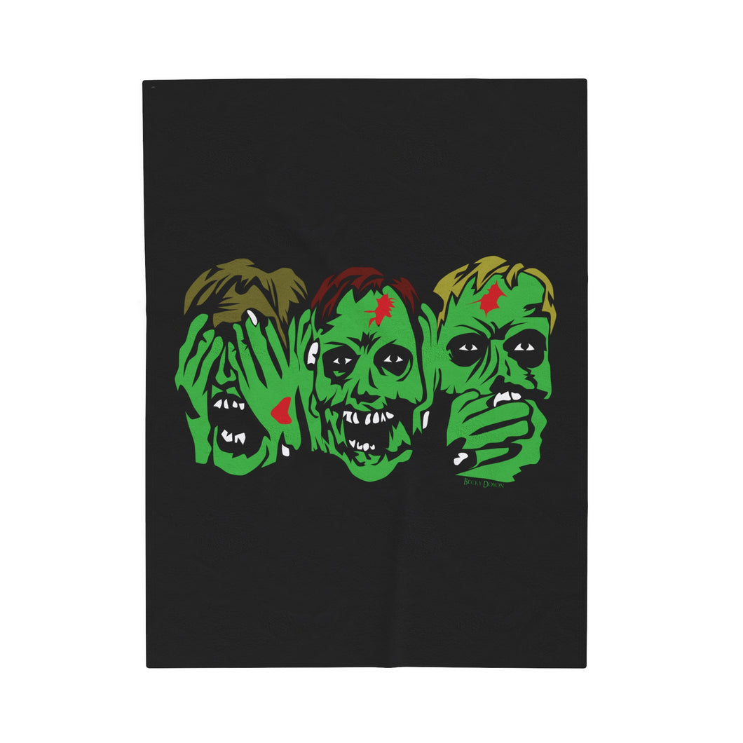 3 Zombies Velveteen Plush Blanket (Various Sizes)