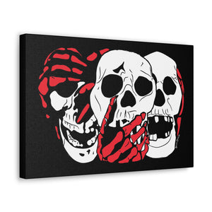 3 Skulls (With Red) Canvas Print (Various Sizes)