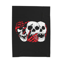 Load image into Gallery viewer, 3 Skulls (With Red) Velveteen Plush Blanket (Various Sizes)