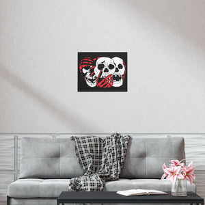 3 Skulls (With Red) Poster (Various Sizes)