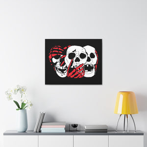 3 Skulls (With Red) Canvas Print (Various Sizes)