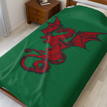 Load image into Gallery viewer, Dragon Velveteen Plush Blanket (Green) (Various Sizes)