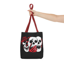 Load image into Gallery viewer, 3 Skulls (With Red) Tote Bag (Various Sizes)