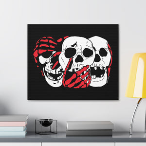 3 Skulls (With Red) Canvas Print (Various Sizes)