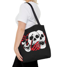 Load image into Gallery viewer, 3 Skulls (With Red) Tote Bag (Various Sizes)