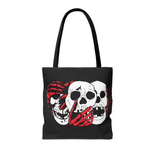 3 Skulls (With Red) Tote Bag (Various Sizes)