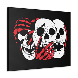 3 Skulls (With Red) Canvas Print (Various Sizes)