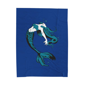 Mermaid Velveteen Plush Blanket (Blue) (Various Sizes)