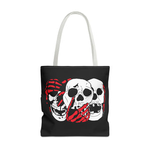 3 Skulls (With Red) Tote Bag (Various Sizes)