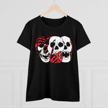 Load image into Gallery viewer, 3 Skulls (With Red) Women&#39;s Cotton Tee