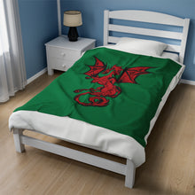 Load image into Gallery viewer, Dragon Velveteen Plush Blanket (Green) (Various Sizes)