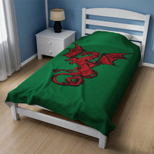 Load image into Gallery viewer, Dragon Velveteen Plush Blanket (Green) (Various Sizes)