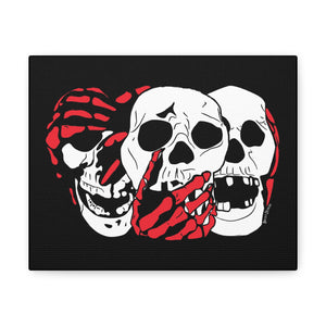 3 Skulls (With Red) Canvas Print (Various Sizes)