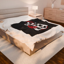 Load image into Gallery viewer, 3 Skulls (With Red) Velveteen Plush Blanket (Various Sizes)