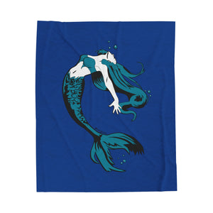 Mermaid Velveteen Plush Blanket (Blue) (Various Sizes)