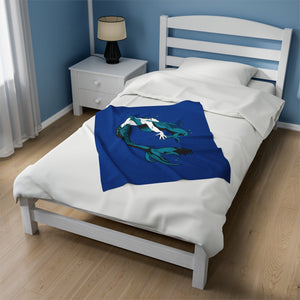 Mermaid Velveteen Plush Blanket (Blue) (Various Sizes)