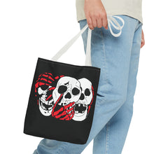 Load image into Gallery viewer, 3 Skulls (With Red) Tote Bag (Various Sizes)