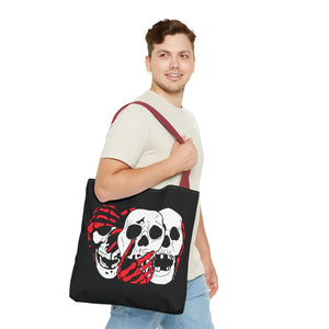 3 Skulls (With Red) Tote Bag (Various Sizes)