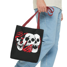 Load image into Gallery viewer, 3 Skulls (With Red) Tote Bag (Various Sizes)