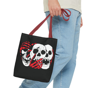 3 Skulls (With Red) Tote Bag (Various Sizes)