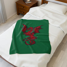 Load image into Gallery viewer, Dragon Velveteen Plush Blanket (Green) (Various Sizes)