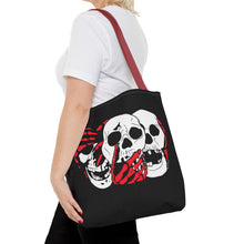 Load image into Gallery viewer, 3 Skulls (With Red) Tote Bag (Various Sizes)