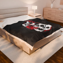 Load image into Gallery viewer, 3 Skulls (With Red) Velveteen Plush Blanket (Various Sizes)
