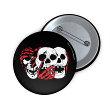 Load image into Gallery viewer, 3 Skulls (With Red) Pin (Various Sizes)