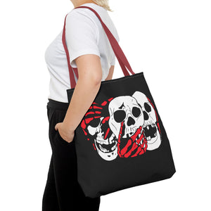 3 Skulls (With Red) Tote Bag (Various Sizes)