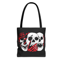 Load image into Gallery viewer, 3 Skulls (With Red) Tote Bag (Various Sizes)