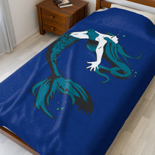 Load image into Gallery viewer, Mermaid Velveteen Plush Blanket (Blue) (Various Sizes)