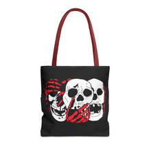 Load image into Gallery viewer, 3 Skulls (With Red) Tote Bag (Various Sizes)