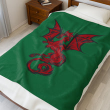 Load image into Gallery viewer, Dragon Velveteen Plush Blanket (Green) (Various Sizes)