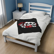 Load image into Gallery viewer, 3 Skulls (With Red) Velveteen Plush Blanket (Various Sizes)