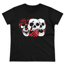 Load image into Gallery viewer, 3 Skulls (With Red) Women&#39;s Cotton Tee