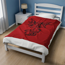 Load image into Gallery viewer, Dragon Velveteen Plush Blanket (Red) (Various Sizes)