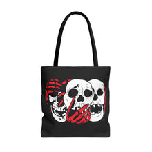 Load image into Gallery viewer, 3 Skulls (With Red) Tote Bag (Various Sizes)