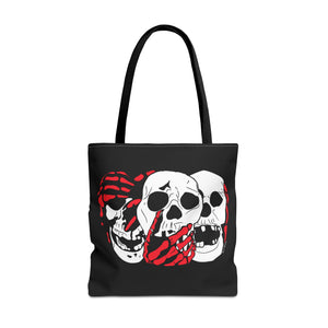 3 Skulls (With Red) Tote Bag (Various Sizes)