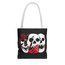 Load image into Gallery viewer, 3 Skulls (With Red) Tote Bag (Various Sizes)