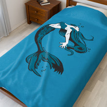 Load image into Gallery viewer, Mermaid Velveteen Plush Blanket (Aqua) (Various Sizes)