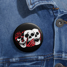 Load image into Gallery viewer, 3 Skulls (With Red) Pin (Various Sizes)