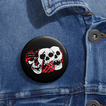 Load image into Gallery viewer, 3 Skulls (With Red) Pin (Various Sizes)