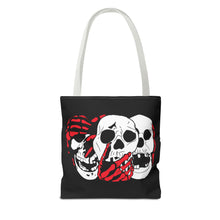 Load image into Gallery viewer, 3 Skulls (With Red) Tote Bag (Various Sizes)