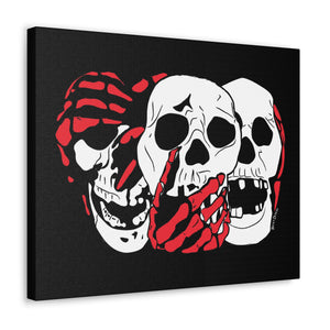 3 Skulls (With Red) Canvas Print (Various Sizes)