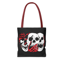 Load image into Gallery viewer, 3 Skulls (With Red) Tote Bag (Various Sizes)