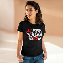 Load image into Gallery viewer, 3 Skulls (With Red) Women&#39;s Cotton Tee