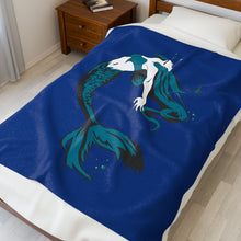 Load image into Gallery viewer, Mermaid Velveteen Plush Blanket (Blue) (Various Sizes)